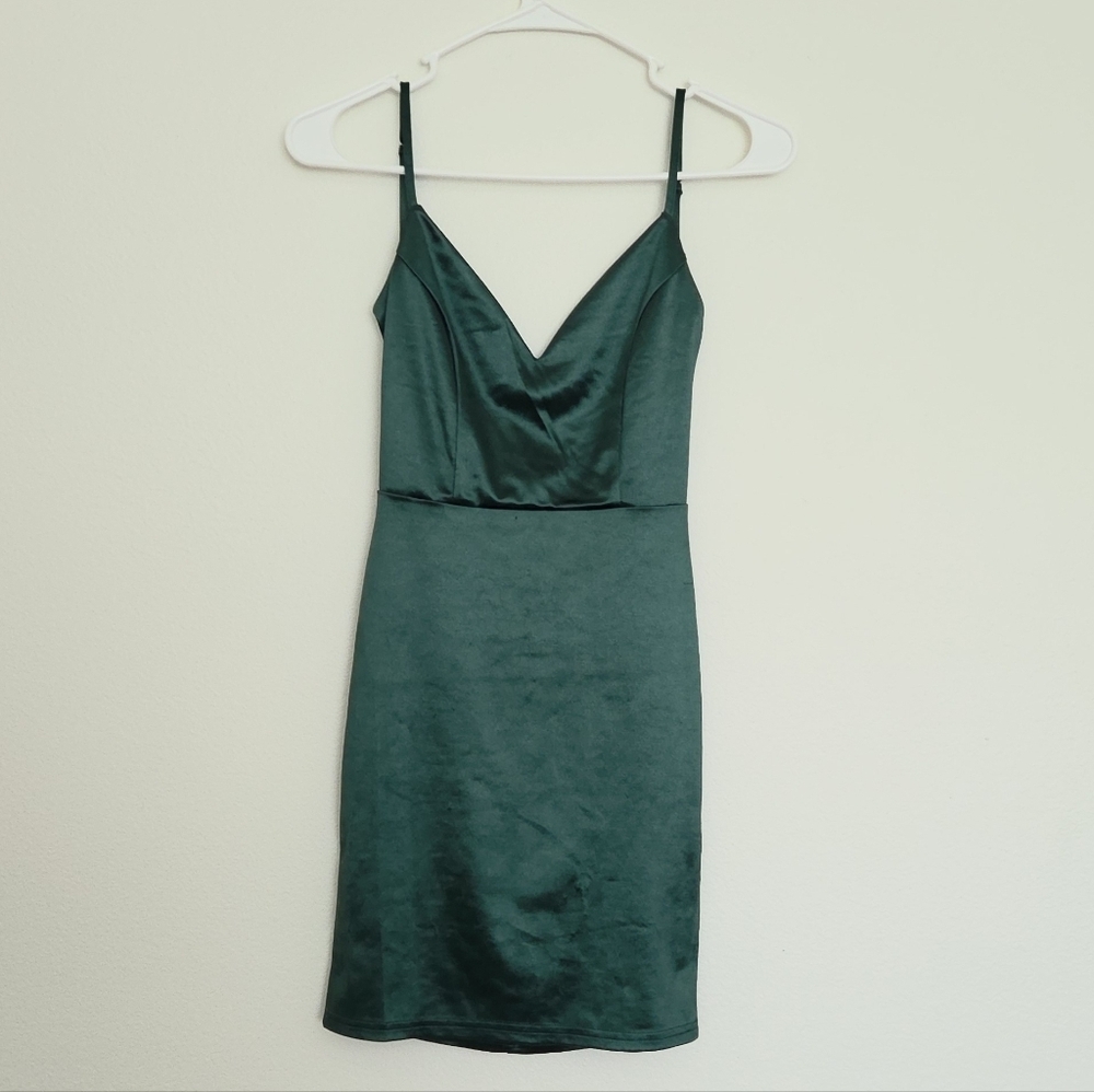 Windsor Green Satin Slip Dress With Strappy Back Size XS